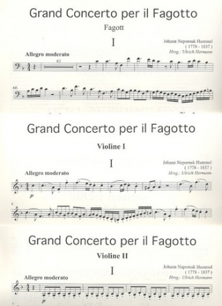 Konzert F-Dur für Fagott und Orchester  Stimmensatz
