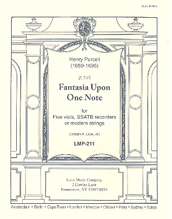 Fantasia upon one Note for 5 viols (recorders/string) score and parts