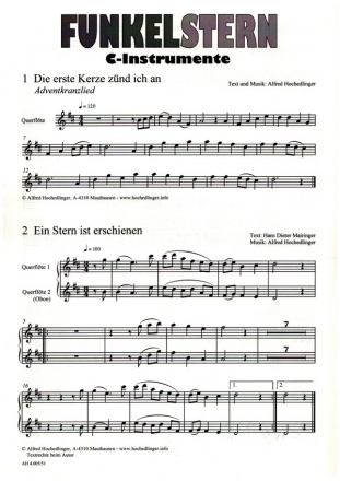 Funkelstern fr Gesang (Chor unisono) und Instrumente Spielpartitur C-Instrumente