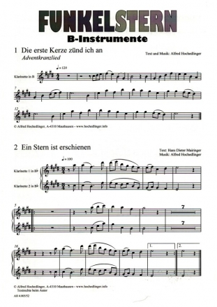 Funkelstern fr Gesang (Chor unisono) und Instrumente Spielpartitur B-Instrumente