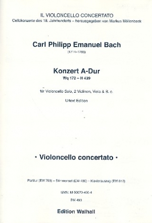 Konzert A-Dur Wq172 fr Violoncello solo, 2 Violinen, Viola und Bc Stimmensatz (solo-3-2-1-2)