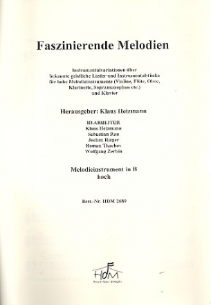 Faszinierende Melodien fr hohes Melodieinstrument und Klavier (Orgel) Melodieinstrument  in B (Ausgabe fr transponierte Instrumente)