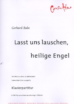 Lasst uns lauschen heilige Engel fr gem Chor a cappella (Klavier ad lib) Klavier-Partitur