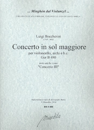 Concerto in sol maggiore GerB480 fr Violoncello, Streicher und Bc Partitur und Stimmen