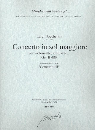 Concerto in sol maggiore GerB480 fr Violoncello, Streicher und Bc Partitur und Stimmen