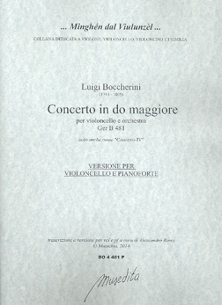 Concerto in do maggiore GerB481 fr Violoncello und Orchester fr Violoncello und Klavier