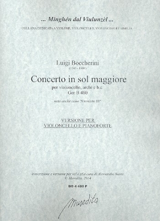 Concerto in sol maggiore GerB480 fr Violoncello, Streicher und Bc fr Violoncello und Klavier