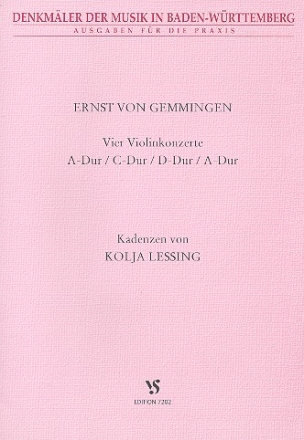 Kadenzen zu 4 Violinkonzerten  von Ernst von Gemmingen fr Violine