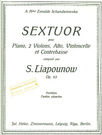 Sextett b-Moll op.63 fr 2 Violinen, Viola, Violoncello und Klavier Stimmen,  Archivkopie