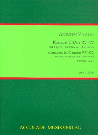 Konzert C-Dur RV472 fr Fagott, Streichorchester und Cembalo Partitur