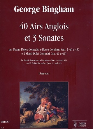 40 airs anglois et 3 sonates - for treble recorder and Bc ( 2 treble recorders) score and part