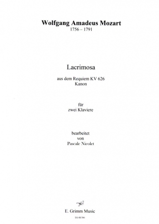 Lacrimosa aus dem Requiem KV626 (Kanon) fr 2 Klaviere Stimmen