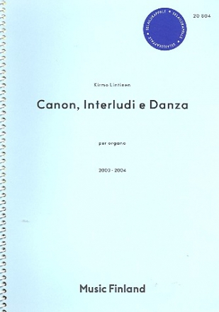 Canon, interludi e danza per organo score