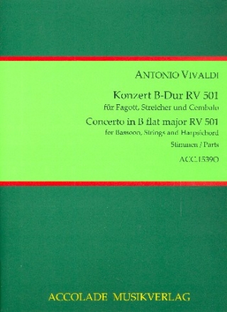 Konzert B-Dur RV501 fr Fagott, Streicher und Bc Stimmensatz (1-1-1-1-Cembalo)