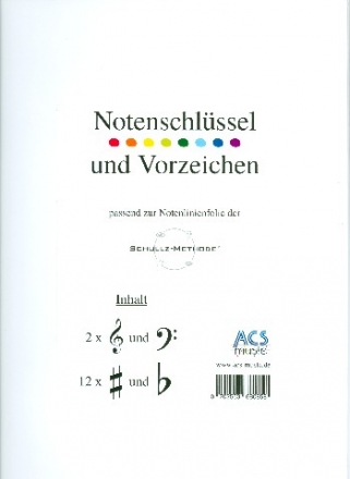 Notenschlssel und Vorzeichen passend zur Notenlinienfolie der Schullz-Methode