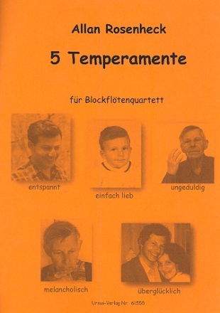 5 Temperamente fr 4 Blockflten (SATB) Partitur