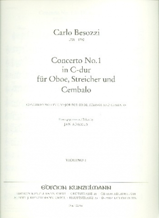 Konzert C-Dur Nr.1 fr Oboe, Streicher und Cembalo Violine 1