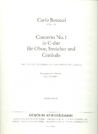 Konzert C-Dur Nr.1 fr Oboe, Streicher und Cembalo Violine 2