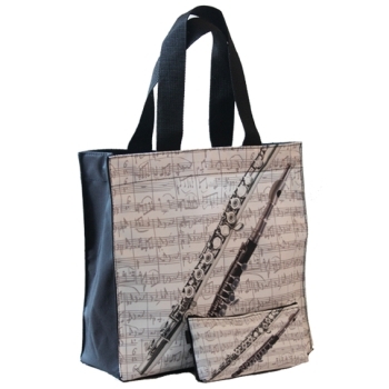 Nylon-Tasche mit Boden Flte 33x33x13 cm (mit Trageschlaufen, Innentasche, Magnetverschluss)