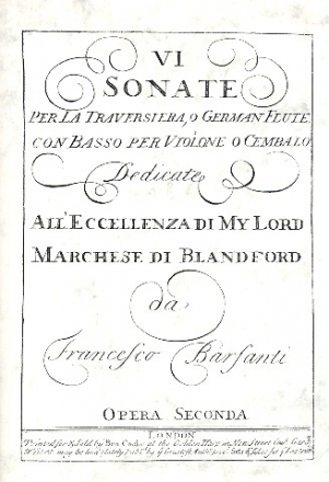 6 Sonaten op.2 fr Flte (Traversflte/Blockflte) und Bc Faksimile