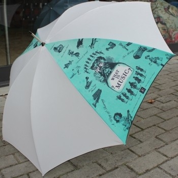 Regenschirm What is Music wei� 110cm mit Holzgriff
