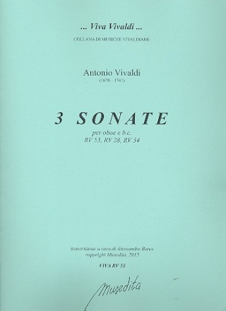 3 Sonaten fr Oboe und Bc Partitur und Stimmen (Bc nicht ausgesetzt)