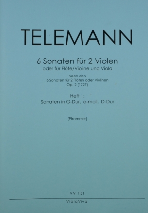 6 Sonaten op.2 Band 1 (Nr.1-3) fr 2 Violen 2 Spielpartituren