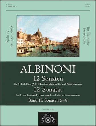 12 Sonaten Band 2 (Nr.5-8) fr 3-4 Blockflten (AATB) und Bc Partitur und Stimmen
