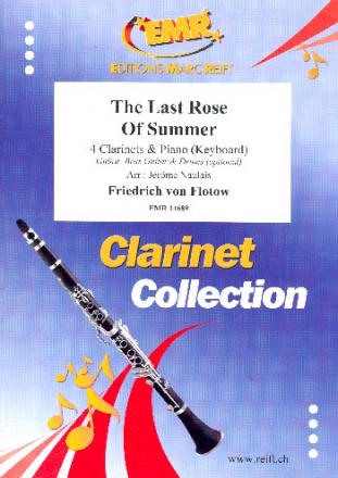 The Last Rose Of Summer for 4 clarinets and piano (keyboard) (rhythm group ad lib) score and parts