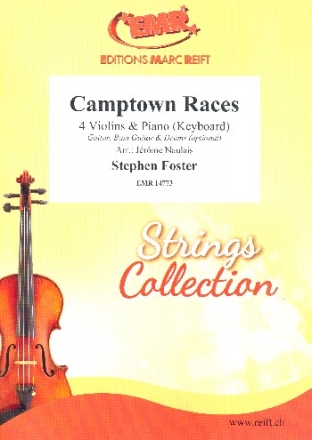 Camptown Races for 4 violins and piano (keyboard) (rhythm group ad lib) score and parts