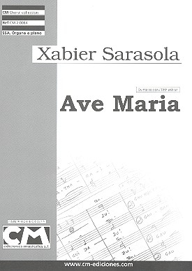 Ave Maria para coro (SSA) y organo (piano) partitura para coro