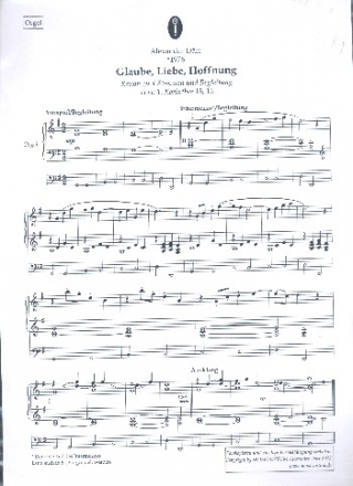 Glaube, Liebe Hoffnung fr 3-4 Stimmen (gem Chor) und Begleitung (Orgel) Partitur und Orgelstimme