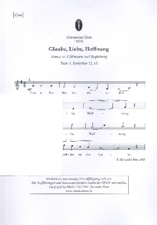 Glaube, Liebe Hoffnung fr 3-4 Stimmen (gem Chor) und Begleitung (Orgel) Chorpartitur (Mindestabnahme 25 Stk)