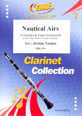 Nautical Airs for 3 clarinets and piano (keyboard) (rhythm group ad lib) score and parts