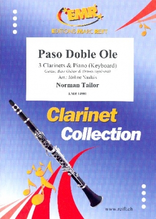 Paso Doble ole for 3 clarinets and piano (keyboard) (rhythm group ad lib) score and parts