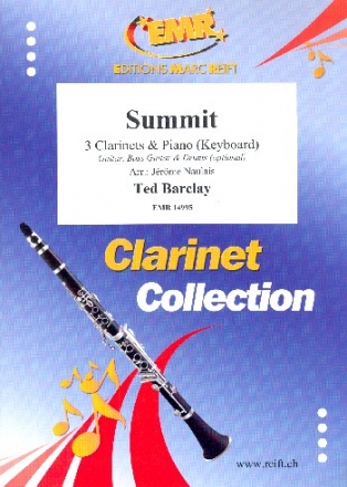 Summit for 3 clarinets and piano (keyboard) (rhythm group ad lib) score and parts