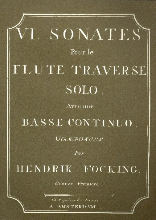 6 Sonates op.1 pour flte traversire et Bc facsimile