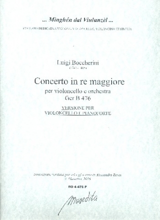 Konzert A-Dur GerB475 fr Violoncello und Orchester fr Violoncello und Klavier