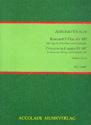 Konzert F-Dur RV487 fr Fagott, Streicher und Cembalo Partitur