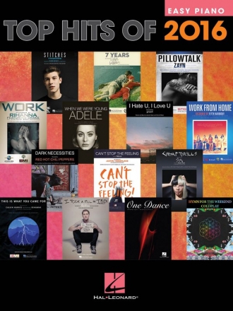 Top Hits of 2016 for easy piano (with lyrics and chords)