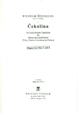 Cekolina fr Mnnerchor und Klavier (Instrumente ad lib) Bass 1/2