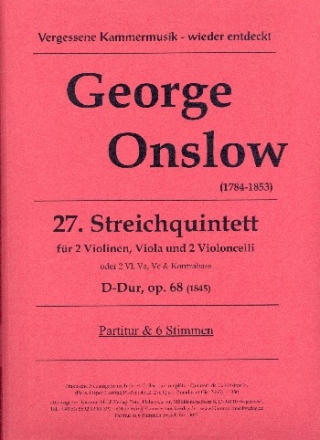 Quintett D-Dur Nr.27 op.68 fr 2 Violinen, Viola und 2 Violoncelli (Violoncello und Kontrabass) Partitur und 6 Stimmen