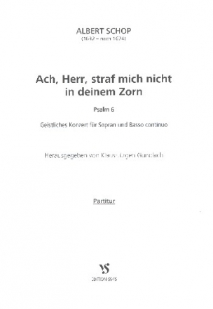 Ach, Herr, straf mich nicht in deinem Zorn fr Sopran und Bc Partitur und Bc-Stimme