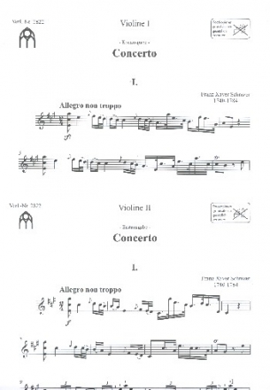 Konzert fr Cembalo (Orgel) und Streicher Stimmensatz (3-2-1-2)