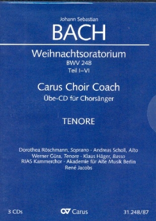 Weihnachtsoratorium BWV248 Teil 1-6 - Chorstimme Tenor  3 Playalong-CD's