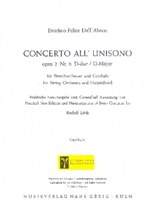 Concerto all unisono D-Dur op.2,6 fr Cembalo und Zupforchester Cembalo