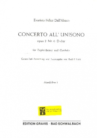 Concerto all unisono D-Dur op.2,6 fr Cembalo und Zupforchester Mandoline 1