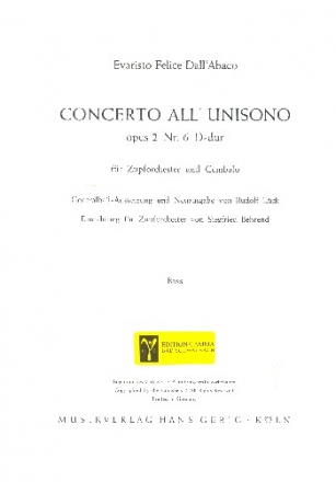 Concerto all unisono D-Dur op.2,6 fr Cembalo und Zupforchester Mandoloncello
