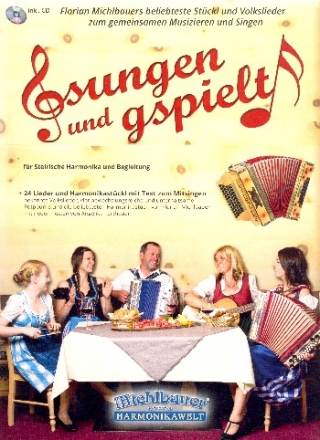 Gsungen und gspielt - Basis-Set (+CD) fr 4-reihige Steirische Harmonika und Begleitung Griffschrift-Heft + 2 Liederbcher