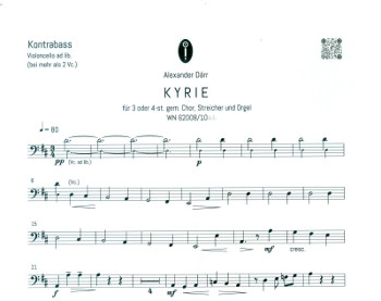 Kyrie fr gem Chor (SAM/SATB), Streicher und Orgel Kontrabass